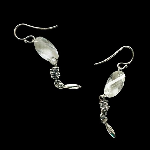 Michael Dawkins Sterling Silver Clear Quartz Crystal Dangle Drop Earrings - Picture 1 of 6